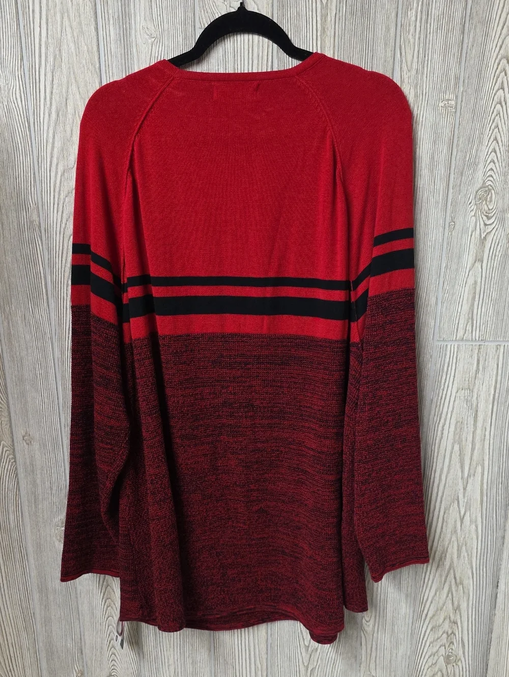 Karen Scott Red and Black Colorblock Tunic Sweater Womens Plus Size 3X NWT
